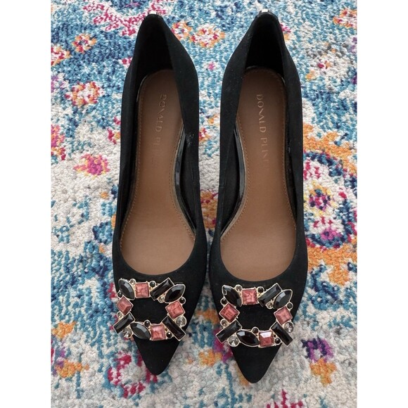 Donald‎ Pliner Women's Suzette Pointed Toe Pump Black Suede Jeweled Size 7.5M - Picture 6 of 10